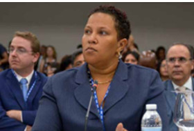 Jenny Moron de MUDHA Vocera de la Mesa de Afrodescendientes en el Diálogo entre Jefes de Misión y sociedad Civil, previo a la Asamblea General, el 13 de junio del 2016