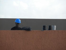 Trabajador migrante haitiano en la construcción, Bávaro, RD